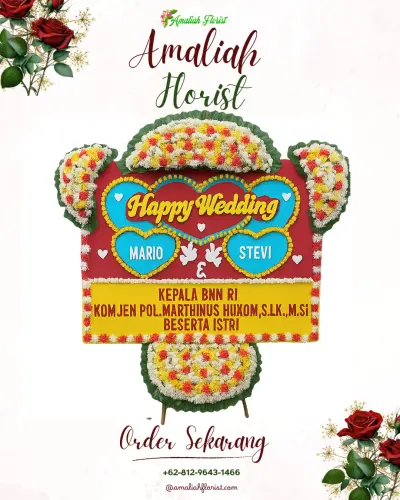 Karangan Papan Bunga Pernikahan di Dilem